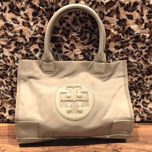 Tory Burch Ella Mini Beige/Cream Nylon Tote